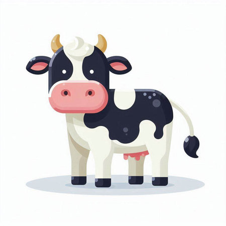 Cute cartoon cow isolated on a white background. Vector illustration.のイラスト素材