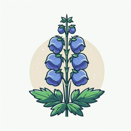 Illustration of a blue lupine on a white background.のイラスト素材