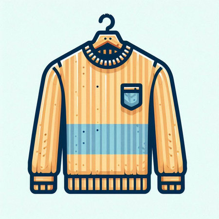 Illustration of a sweater on a hanger in retro style.のイラスト素材