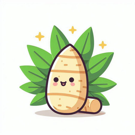 Cute yam character. Cute yam cartoon vector illustrationのイラスト素材