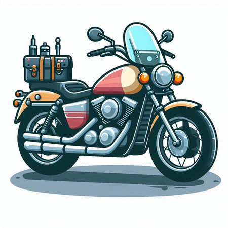 Motorcycle isolated on white background. Vector illustration in cartoon style.のイラスト素材