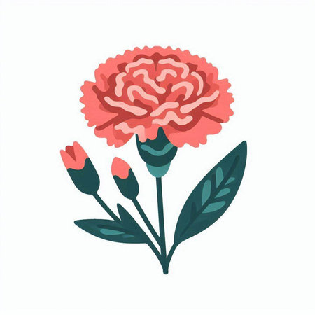 Carnation flower vector illustration. Isolated on white background.のイラスト素材