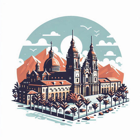 Budapest, Hungary. Hand drawn vector illustration in vintage style.のイラスト素材