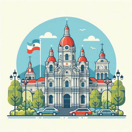 Church of the Assumption of the Blessed Virgin Mary. Vector illustration.のイラスト素材