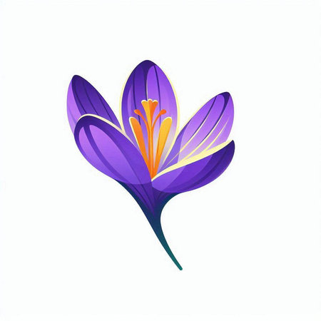 Crocus flower isolated on white background. Symbol of spring. Vector illustration.のイラスト素材