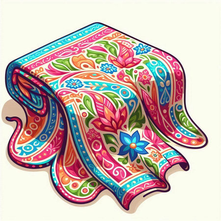 Colorful handkerchief with floral ornament. Vector illustration for your designのイラスト素材