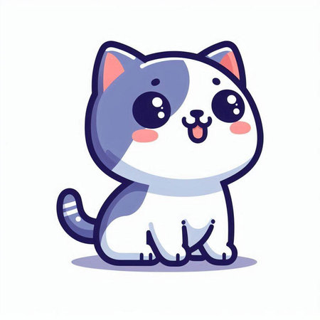 Cute cartoon cat. Vector illustration isolated on a white background.のイラスト素材