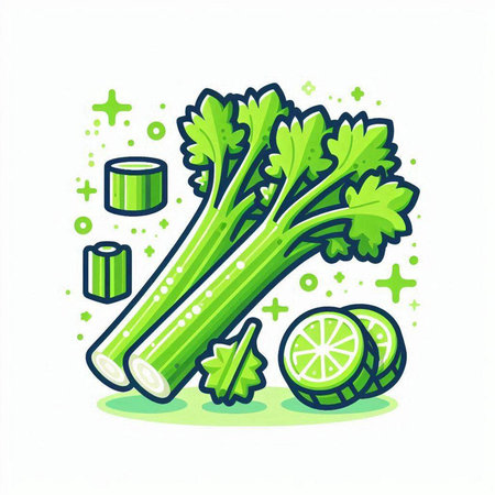 Celery and lime icon. Vector illustration isolated on white background.のイラスト素材