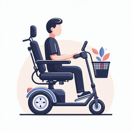 Disabled man in wheelchair. Wheelchair for disabled person. Vector illustrationのイラスト素材