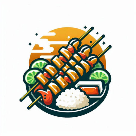 Illustration of Japanese food, shish kebab with chopsticksのイラスト素材