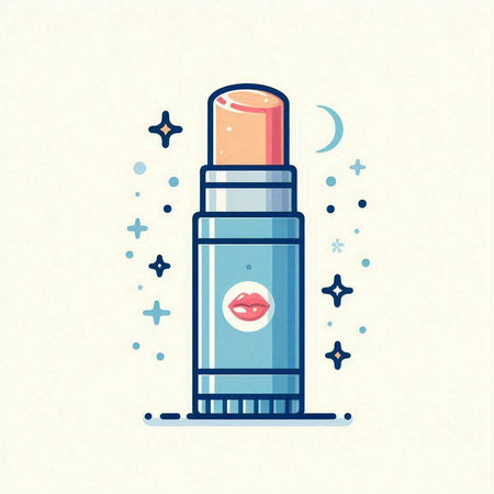 Cosmetic bottle with lipstick, vector illustration in flat line style.のイラスト素材