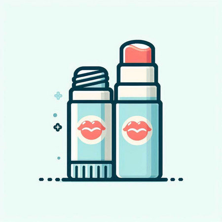 Cosmetic bottle with lipstick. Flat line icon. Vector illustration.のイラスト素材