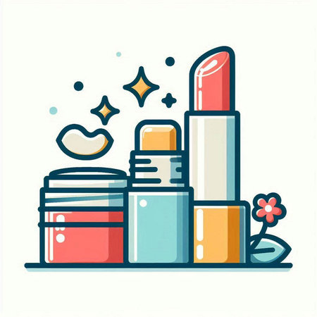 Lipstick icon. Vector illustration of a set of cosmetics.のイラスト素材