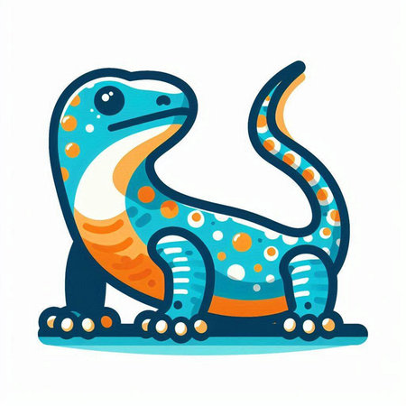 Cute cartoon lizard isolated on a white background. Vector illustration.のイラスト素材
