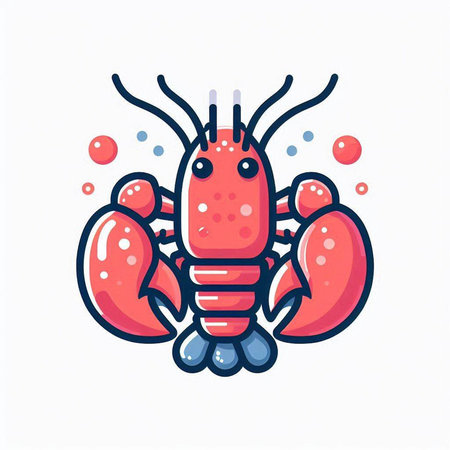 Lobster icon. Cute cartoon lobster. Vector illustration.のイラスト素材