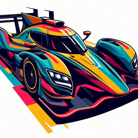 Vector illustration of a racing car in the style of pop art.のイラスト素材