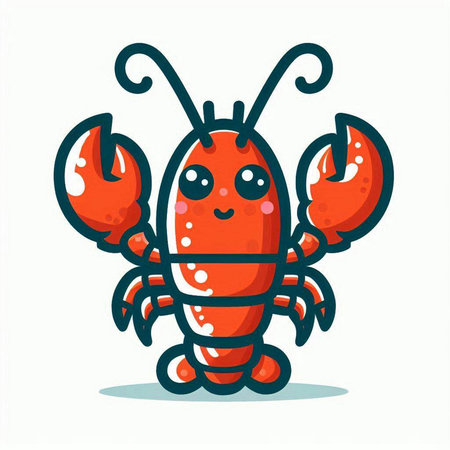 Cute cartoon lobster character. Vector illustration isolated on white background.のイラスト素材