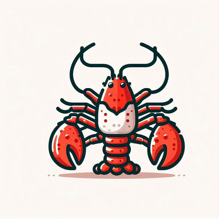 Cute cartoon lobster vector illustration isolated on white background. Cute lobster icon.のイラスト素材