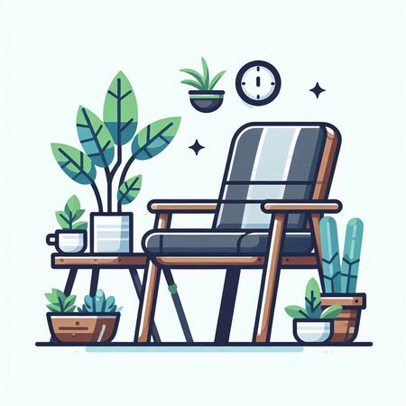 Comfortable armchair in flat style. Vector illustration in a flat style.のイラスト素材
