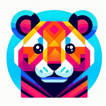 Tiger head. Colorful vector illustration in a flat style.のイラスト素材