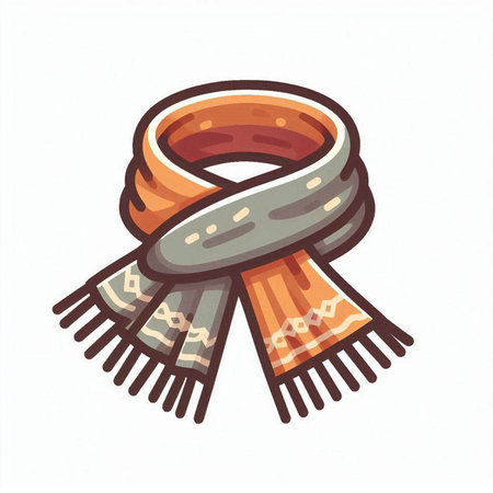 Woolen scarf isolated on white background. Hand drawn vector illustration.のイラスト素材