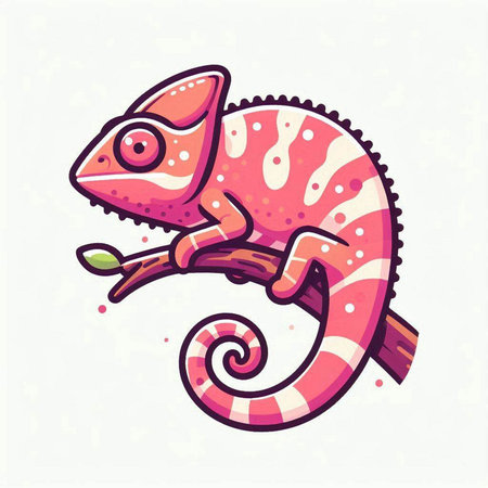 Cute cartoon chameleon isolated on white background. Vector illustration.のイラスト素材