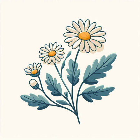 Chamomile flower bouquet. Hand drawn vector illustration.のイラスト素材