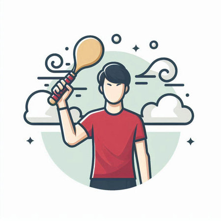 Man with baseball bat in his hand. Vector illustration in flat style.のイラスト素材
