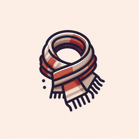 Vector illustration of a hand drawn scarf in doodle style.のイラスト素材