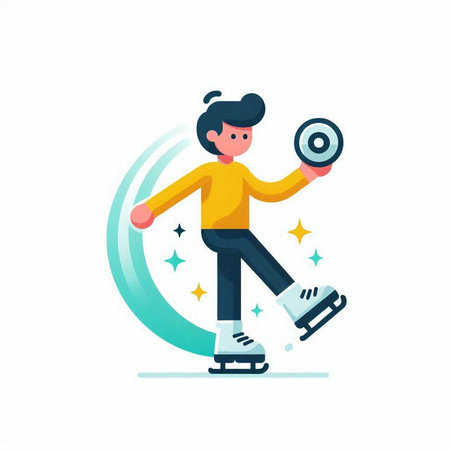 Skating man. Flat style, vector illustration. Isolated on white background.のイラスト素材