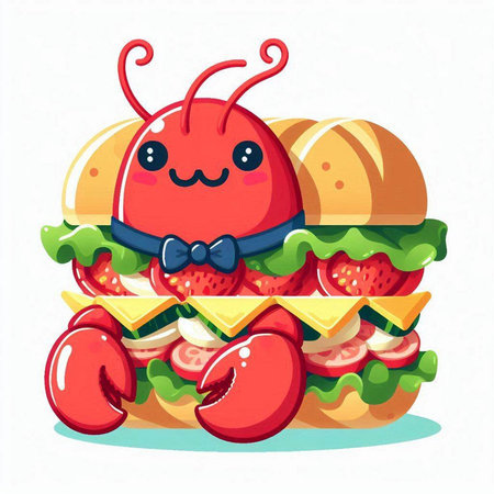 Cute kawaii hamburger character. Vector cartoon illustration.のイラスト素材