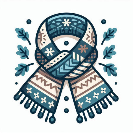 Winter scarf. Hand drawn vector illustration in doodle style.のイラスト素材