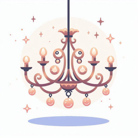Chandelier with candlestick. Vector illustration in flat styleのイラスト素材