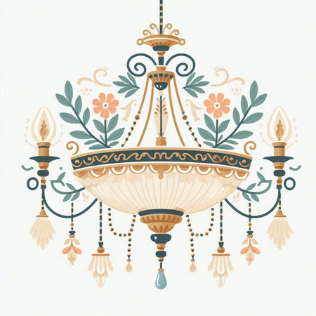 Vintage chandelier. Vector illustration of a chandelier.のイラスト素材