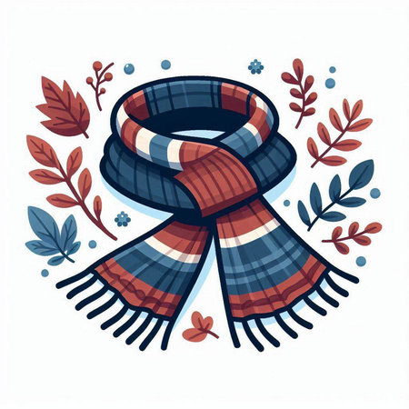 Winter scarf. Hand drawn vector illustration in doodle style.のイラスト素材