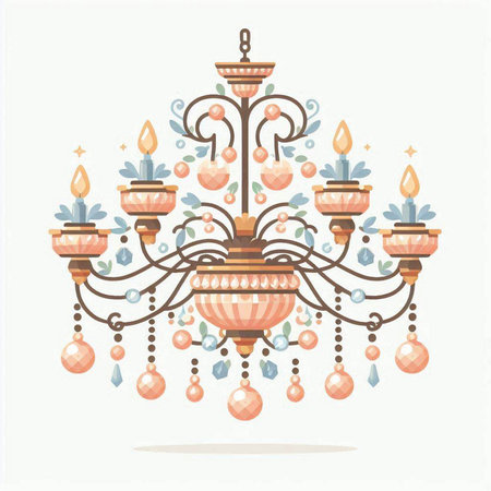 Vintage chandelier with candles. Vector illustration for your designのイラスト素材