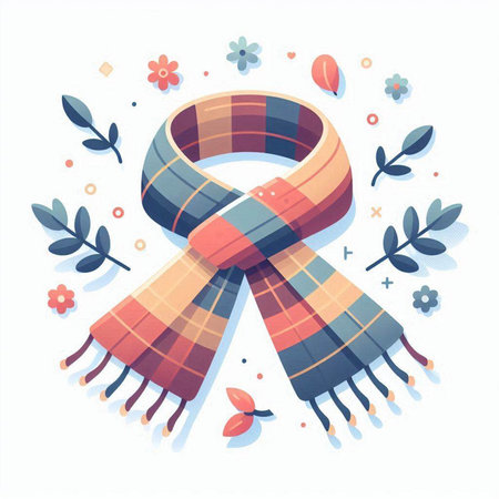 Vector illustration of a scarf with a pattern in the form of a flower.のイラスト素材