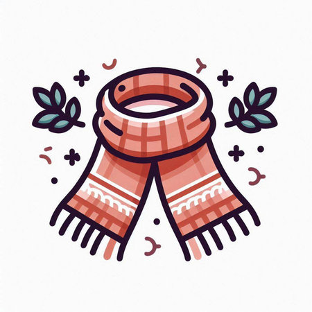 Hand drawn winter scarf. Vector illustration in doodle style.のイラスト素材