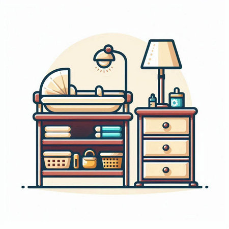 Bathroom interior. Bathroom furniture. Vector illustration in flat styleのイラスト素材