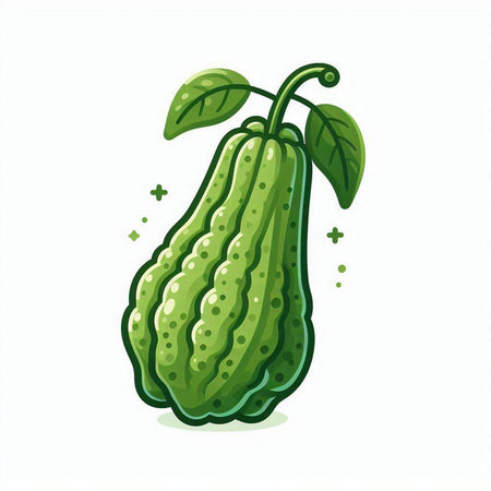 Chayote isolated on white background. Vector illustration in cartoon style.のイラスト素材