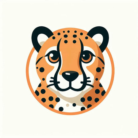Cheetah head in circle. Animal portrait. Vector illustration.のイラスト素材