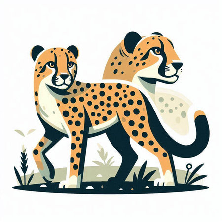 Cheetah vector illustration. Cute cartoon cheetah.のイラスト素材