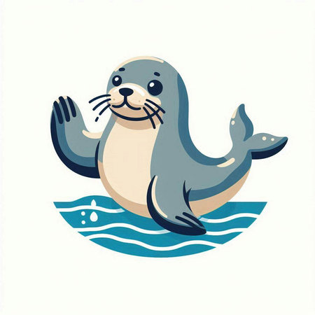 Cute seal on a white background. Vector illustration in cartoon style.のイラスト素材