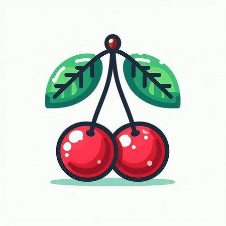 Cherry fruit icon. Vector illustration in flat style isolated on white background.のイラスト素材