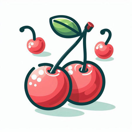 Cherries. Vector illustration of a cartoon cherry on a white background.のイラスト素材