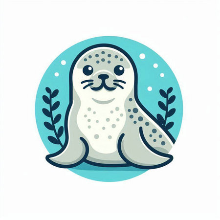 Cute seal. Vector illustration in a flat style on white background.のイラスト素材