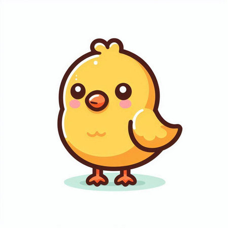 Cute little chicken. Vector illustration. Isolated on white background.のイラスト素材