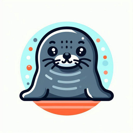 Cute seal icon. Vector illustration in a flat style. Sea animal.のイラスト素材