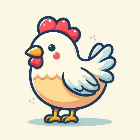 Cute cartoon chicken. Vector illustration. Isolated on white background.のイラスト素材