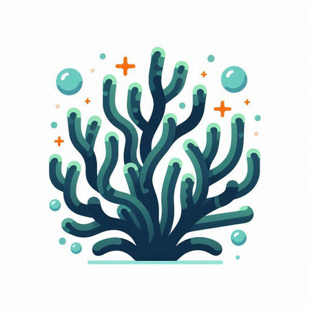 Coral icon. Underwater world. Vector illustration in flat styleのイラスト素材